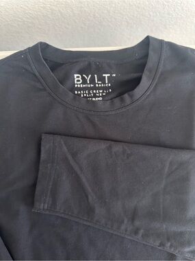 BYLT Premium Basics Men's Long Sleeve Crew in Black with Split Hem Size Large